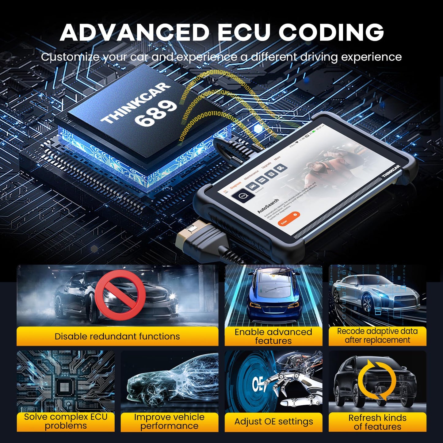 ThinkScan TK689 OBD2 Scanner – Advanced ECU Coding & 34+ Resets