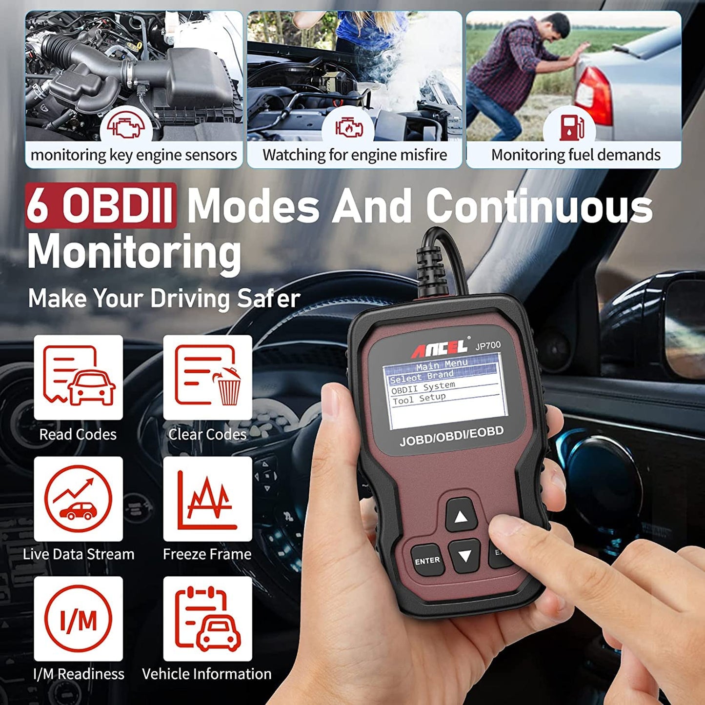 ANCEL JP700 JOBD OBD2 Scanner for Japanese Cars – Check Engine Light Tool