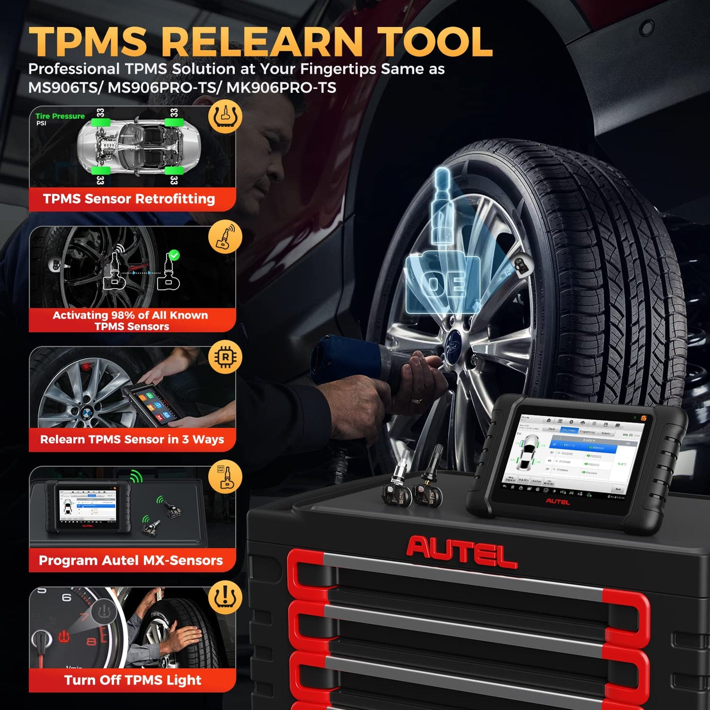 Autel MaxiCheck MX808S-TS Scanner – TPMS, 3000+ Tests & 30+ Services