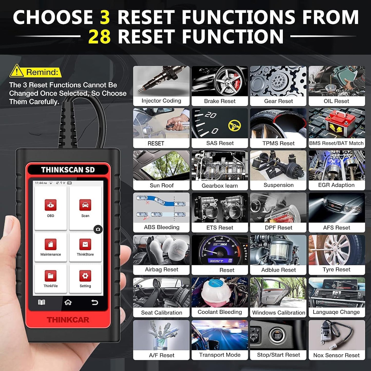 ThinkCar SD4 OBD2 Scanner – Engine, ABS, SRS & 28 Reset Functions