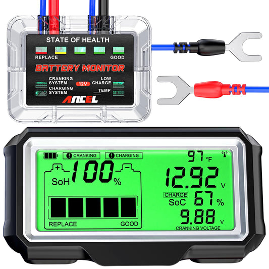 ANCEL BM200 PRO 12V Battery Monitor with RF & Solar Charging