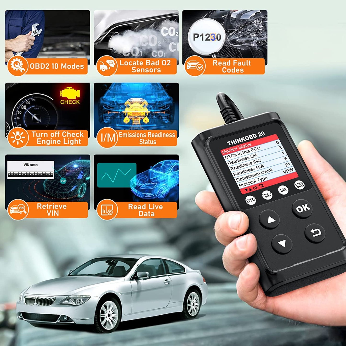 ThinkOBD 20 OBD2 Code Reader – Check Engine & Reset Tool