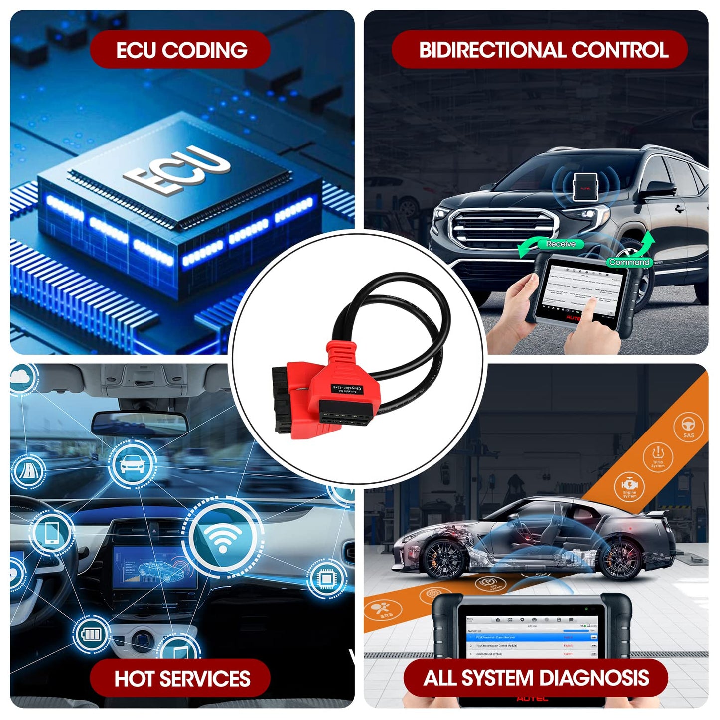 Autel 12+8 OBD2 Adapter for Chrysler | Bypass FCA Gateway Cable