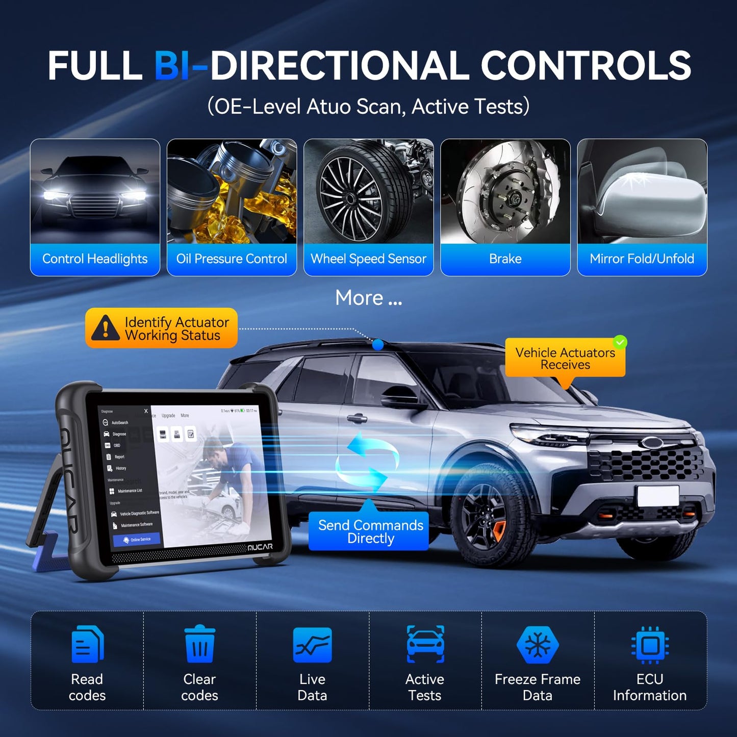 MUCAR 892BT AI OBD2 Scanner with ECU Coding & 34 Services