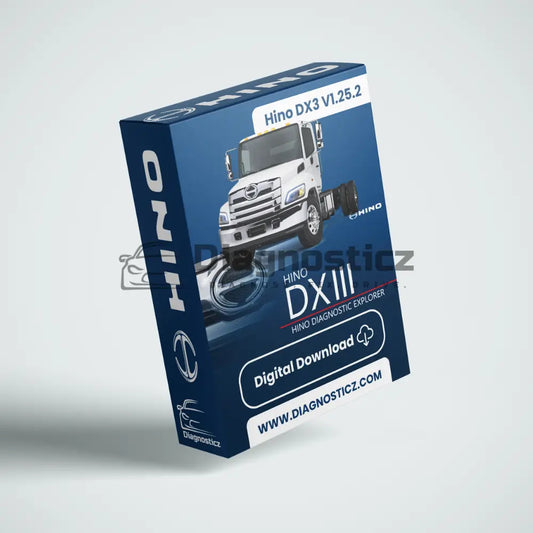 Hino DX3 V1.25.2 software main dashboard showing truck diagnostics functions