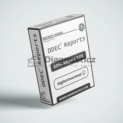 DDEC Reports 9.03 full software package for Detroit Diesel engine performance reporting, trip data analysis, and fleet management insights.