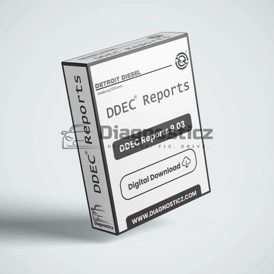 DDEC Reports 9.03 full software package for Detroit Diesel engine performance reporting, trip data analysis, and fleet management insights.
