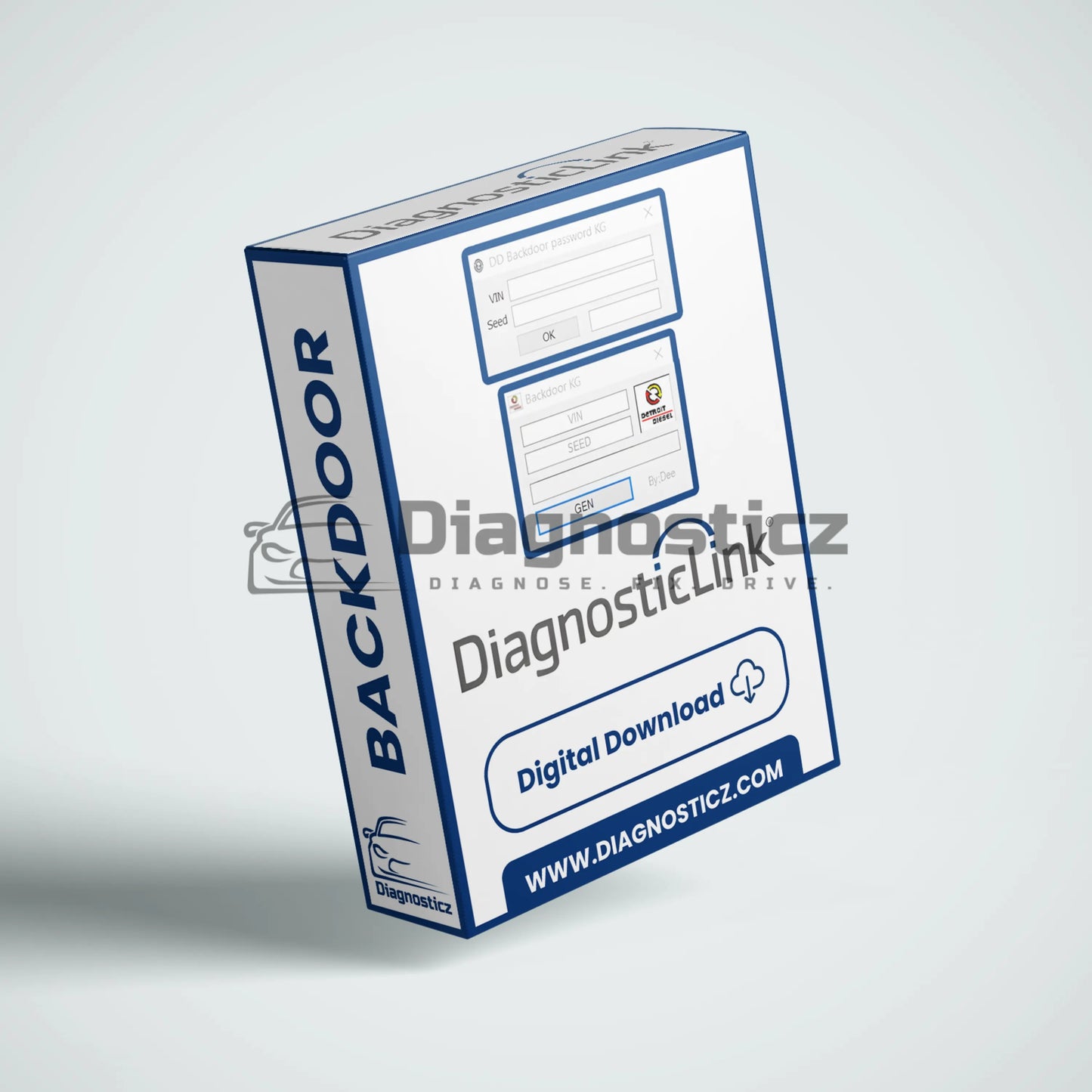 Detroit Backdoor Password Calculator full software package for secure access code generation and Detroit Diesel engine controller unlocking.